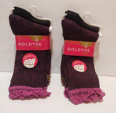 金色鞋头女士粉色蕾丝靴袜 - 大号 - 2 对(2 件套) — 第 1/2 张图片