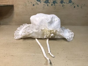 Vintage Toddler Child Cream Eyelet Lace Spring Summer Easter Hat Bonnet Size 20 - Picture 1 of 6