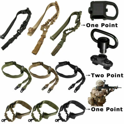 Single /Two Point Sling Bungee Gun Strap Rifle W/M-LOK Release QD Sling Swivel - Image 1 of 4