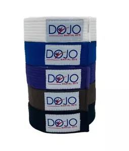 Dojo BJJ Belt Adult Ranked IBJJF Jiujitsu Belt White Blue Brown Purple A1 A2 A3  - Picture 1 of 16