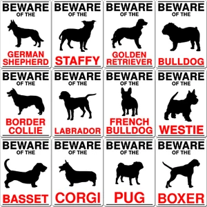 Beware of the Dog Breed Caution Warning Fun Pet Gift Metal Sign Plaque 15 x 20cm - Picture 1 of 43