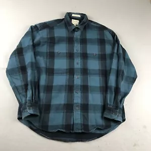 Cabelas Shirt Womens Large Blue Plaid Logger Flannel Button Up Long Sleeves - Picture 1 of 10