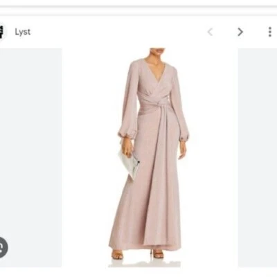 AQUA Twist-Front Metallic Gown, Never Worn, Size 4, Metalic, Pink, With Hook - Image 1 of 3