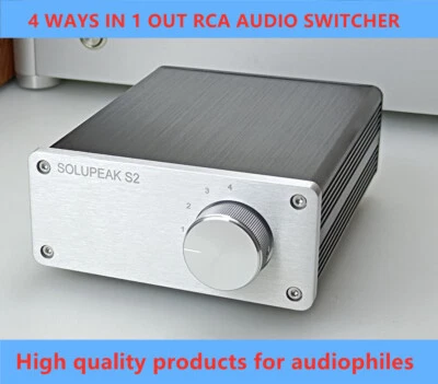 4 way stereo RCA audio switch input signal source switcher selector splitter box - Image 1 of 4