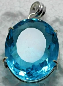 108.00Ct Wonderful Pendant Topaz Oval Shape Sky Blue Colour Set in German Silver - Picture 1 of 7