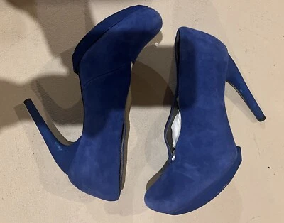 Balenciaga Shoes Blue Suede Heel Bootie Sz EU 38.5 US 7.5 - Image 1 of 4