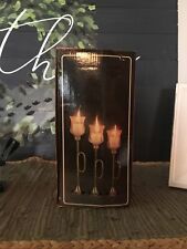 Lot 3 Vintage Brass Bugle Horn Candle Sticks W/ Clear Glass Cups New India MCM