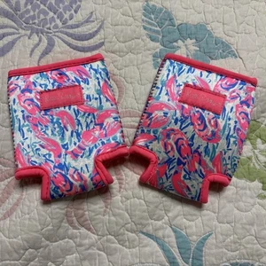 SET Of 2 Lilly Pulitzer COSMIC CORAL Lobster Pink Blue Drink Hugger Koozie - Picture 1 of 6