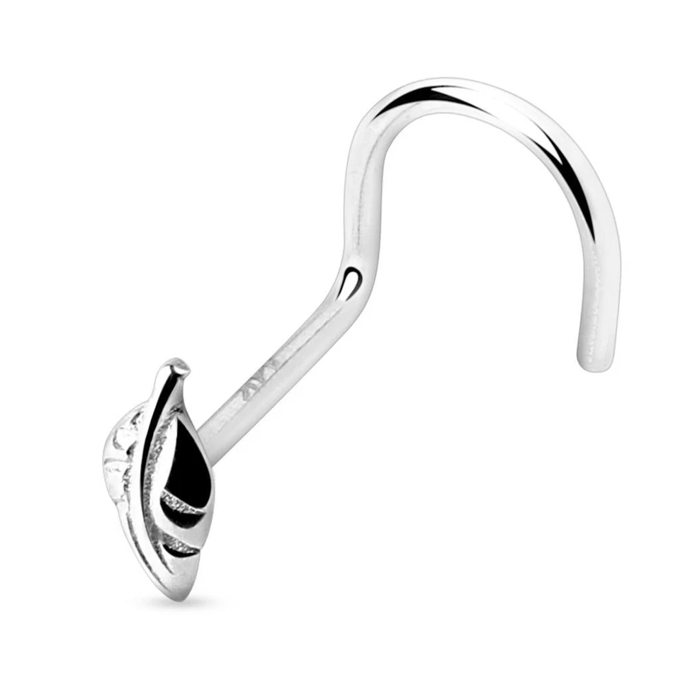 Piercing Naso Oro Bianco 14 Carati Foglio - Immagine 1 di 1
