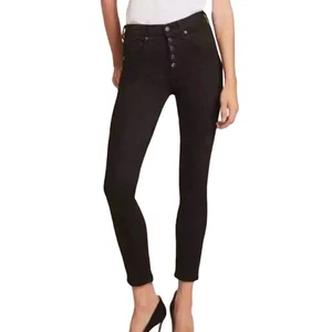 Veronica Beard Black Raven High Rise Button Fly Skinny Jeans Size 26 Denim - Picture 1 of 10