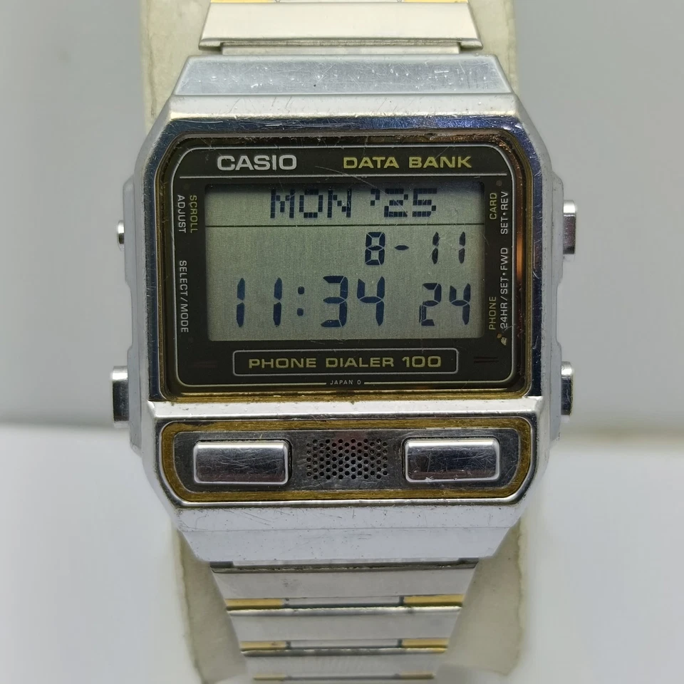 Reloj Casio Data Bank Teléfono Marcador 100 Cuarzo 698 DBA-900 Alarma Cronógrafo Vintage Foto 1 de 4