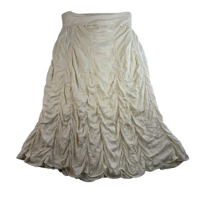 Vtg Y2K SURREALIST Sz 4 Maxi Skirt Foldover Waist Ruched Flared Cottage Boho - Image 1 of 4