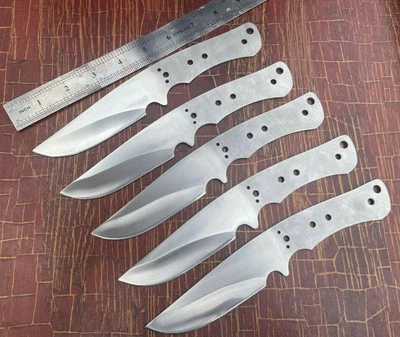 LOT OF 5 CUSTOM HANDMADE D2 TOOL STEEL BLANK BLADES FOR KNIFE MAKING SUPPLIES - Image 1 of 3