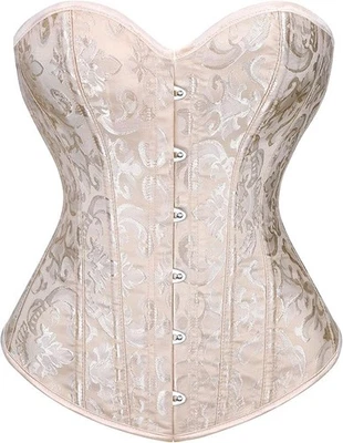 Beautiful Size XL Cream Corset Top Sexy Boned Bustier Lace-up Overbust Corset - Image 1 of 2