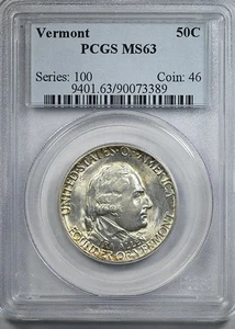 1927 Vermont Classic Commemorative Half Dollar 50C PCGS MS63 - Picture 1 of 5