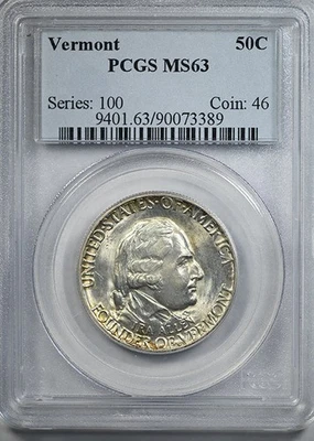 1927 Vermont Classic Commemorative Half Dollar 50C PCGS MS63 - Image 1 of 4