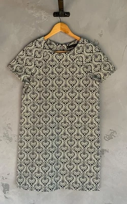 ZARA BASIC Dress Black Geometric Pattern Boxy Short Sleeve Career. S - Image 1 of 4