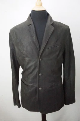 Chaqueta John Varvatos Triple Aguja Costura Cuero Cabra agrietado Marrón M NUEVA  Foto 1 de 4