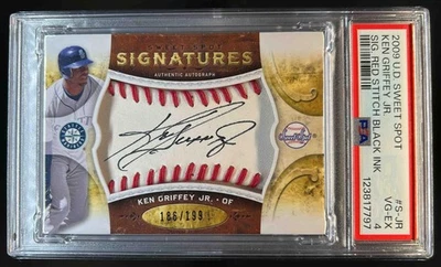 2009 Sweet Spot Ken Griffey Jr. Signatures Red Stitch Black Ink Auto #/199 PSA 4 - Image 1 of 2