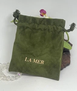 La Mer Olive Green Drawstring Pouch Bag - 4.5" x 4" - Nice - Picture 1 of 4