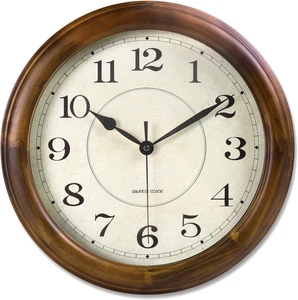 Wall Clock Wood 14 Inch Silent Wall Clocks Large Decorative Battery Operated Non - Foto 1 di 12