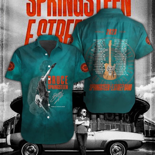 PALM ANGELS Bruce Springsteen abito manica corta camicia hawaiana