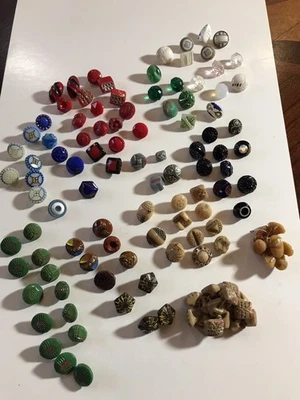 Vintage Antique Glass Diminutive Buttons VARIOUS COLORS PATTERNS - Image 1 of 4
