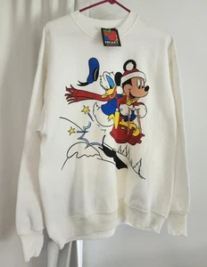 Vintage Mickey Unlimited Christmas Donald Skiing Disney L Crewneck Sweatshirt Lg - Picture 1 of 4
