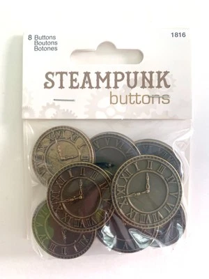 8 Count Blumenthal Lansing Antique Gold 1-1/4" Shank CLOCK FACE Buttons - Image 1 of 2