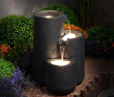 3-stufiger LED-Gartenbrunnen Brahma Outdoor Gartendekorationsbrunnen Brunnen  - Bild 1 von 4