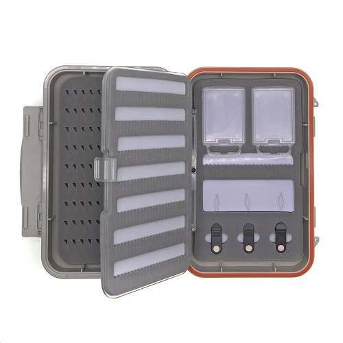 Caja Mosca Hoja Oscilante Mediana, Tres Variaciones. Agua salada, seca/ninfa, caja enhebradora Foto 1 de 4