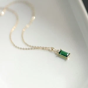 Collar Gargantilla Chapado en Oro 14K para Mujer, Corte Esmeralda Circonita Cúbica - Imagen 1 de 5