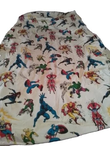 Pottery Barn Kids Twin Fitted Sheet White Marvel Avengers Heroes Cotton Bedding - Picture 1 of 14