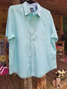 Chaps Easy Care Button Down Cyan Short Sleeve Men’s XL - Picture 1 of 4