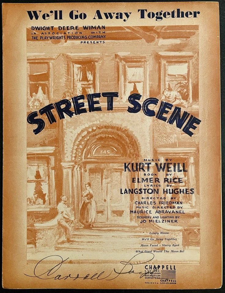 Broadway ESCENA CALLEJERA partituras NEGRO poeta LANGSTON HUGHES Go Away Together Foto 1 de 1