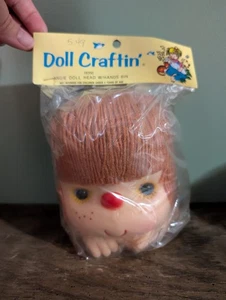 1980 Vintage Doll Craftin' 6" Angie Head & Hands w/ Brown Hair #16350 NOS - Picture 1 of 4