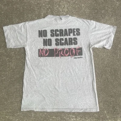 Camiseta deportiva grande de colección años 90 No Fear "Sin rasguños sin cicatrices sin prueba" hecha en EE. UU. Foto 1 de 4