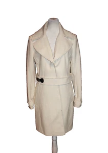 Via Spiga cremefarben Größe 8 Damen Wollmischung Gürtel Trenchcoat Druckknopf - Bild 1 von 2
