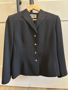 Kasper Petite Women's 8P Black Blazer Lined Shoulder Pads Gold Buttons - Picture 1 of 7