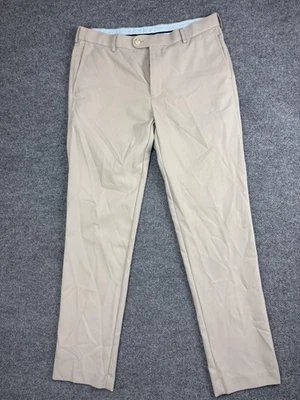 Pantalones Peter Millar Para Hombre 34x34 Caqui Chino Performance Golf Elastizados Frente Plano Foto 1 de 4