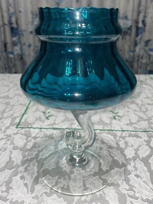 Aplique de mesa antiguo de vidrio azul Foto 1 de 4