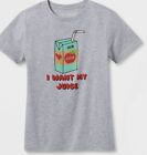 Kids Target Graphics Tee " I Want Juice" Juice Box Shirt Heather Grey Xs