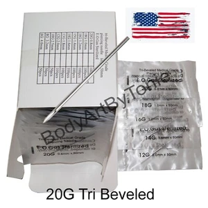 100pcs 20g 2" Tri Beveled Hollow Point Piercing Needle - Picture 1 of 6