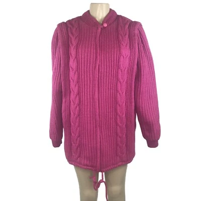 Abrigo Grueso Tejido Vintage Años 80 Talla M Rosa Longline Chaqueta Bolsillos Cremallera Retro Años 80 Foto 1 de 4