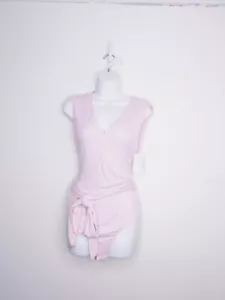 BCBGeneration Surplice Wrap Tie Ribbed Bodysuit Lilac Medium Women's Shirt - Picture 1 of 6