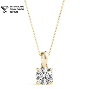 Last Piece 18k Gold IGI 1.00Ct D/VVS2 Round Lab Grown Diamond Solitaire Pendant - Picture 1 of 12