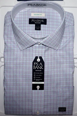 Camisa de vestir Jos A Bank Traveler 16-34/35 ajuste a medida azul lavanda nueva con etiquetas (AF) Foto 1 de 4