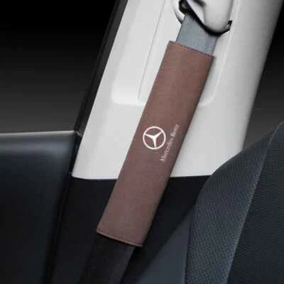 2PCS Suede Leather Car Seat Belt Cover Shoulder Pads for Mercedes Benz Coffee Foto 1 de 2