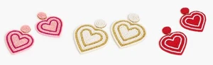 J. Crew $49.50 Gold-Plated Seed Bead Heart Statement Post Earrings BRAND NEW - Picture 1 of 12