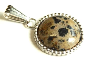 Beautiful 925 S.SILVER Dalmation Jasper CABOCHON PENDANT. - Picture 1 of 5